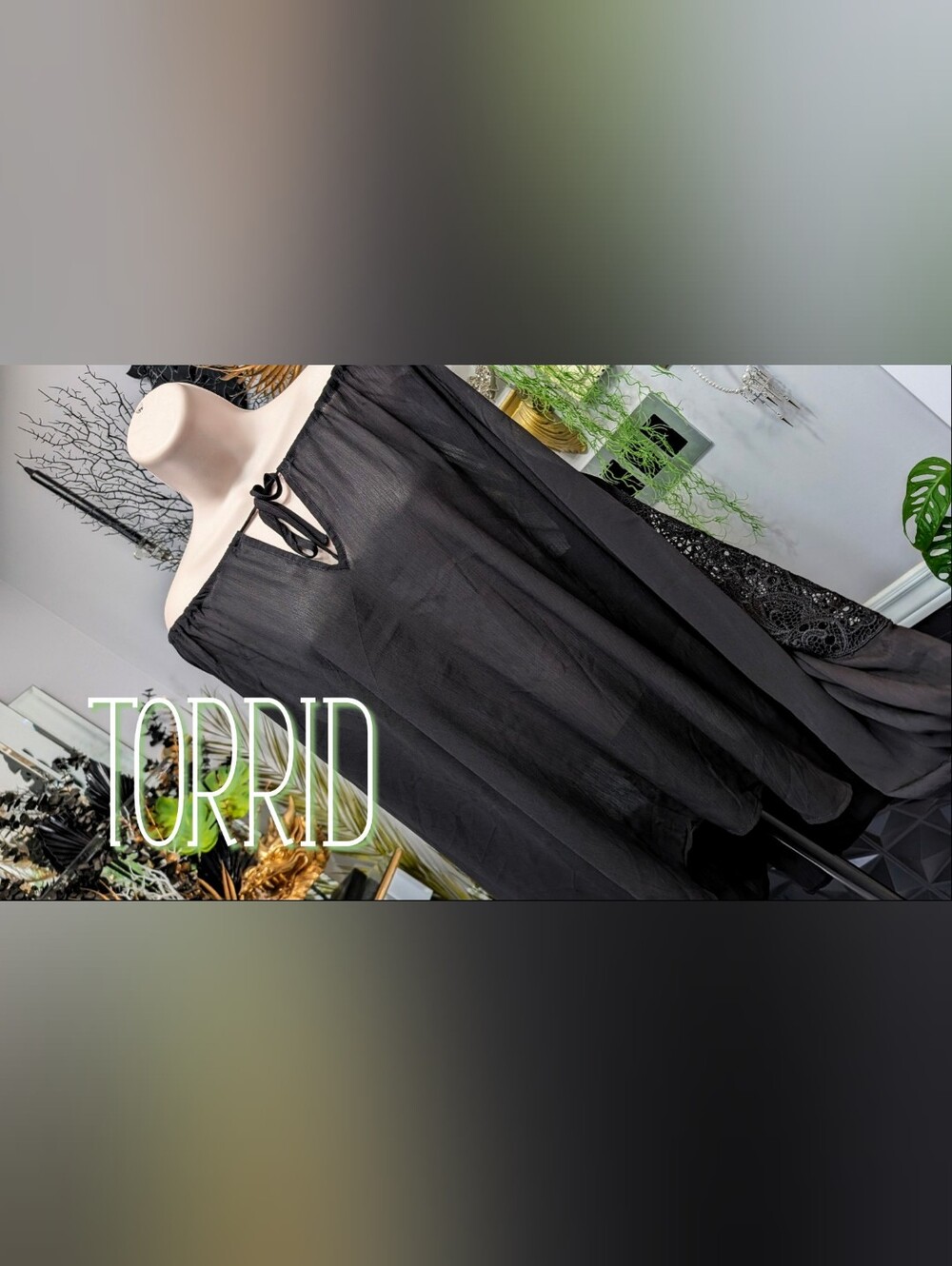 Torrid Sheer Black Off Shoulder Tunic Blouse Top 3X